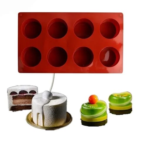 8-Cavity Silicone Mold with Glazed Entremets and Mini Cakes